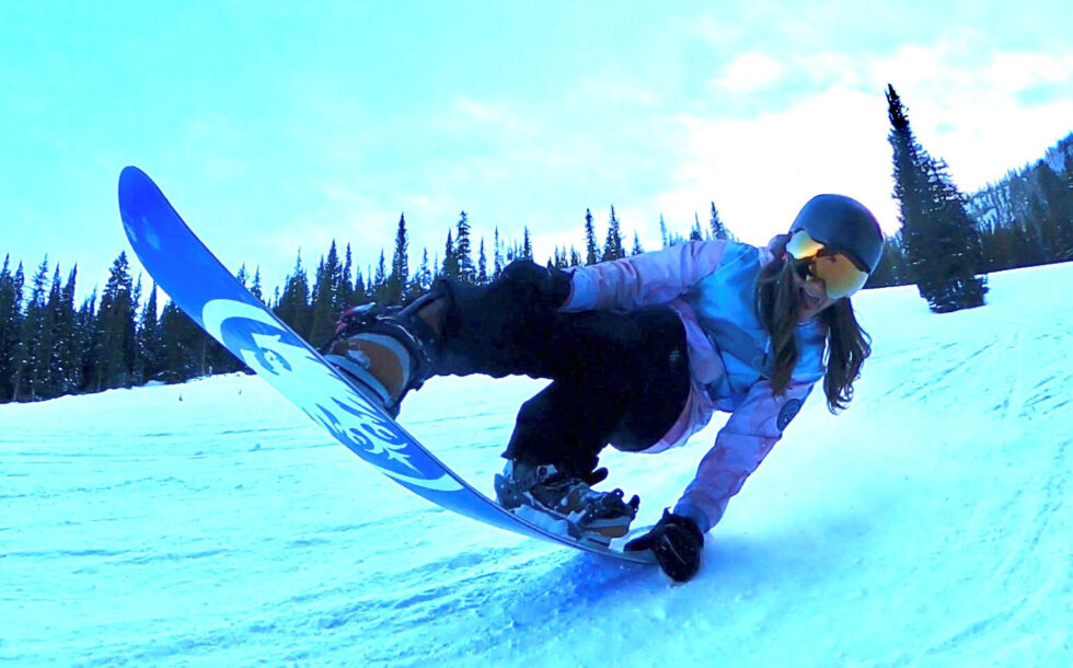 Hilary Seale snowboarding