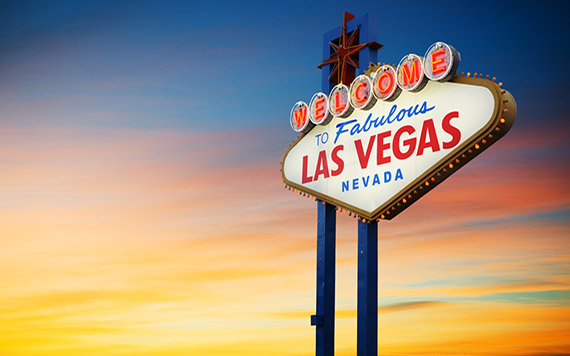 Lighted entryway sign for Las Vegas, Nevada